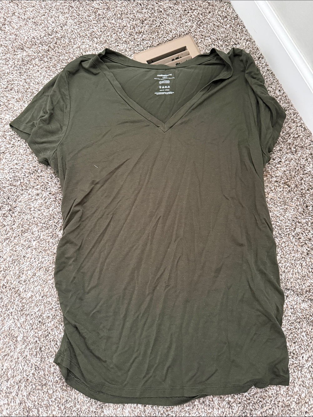 Maternity V-Neck T-Shirt - Olive Green